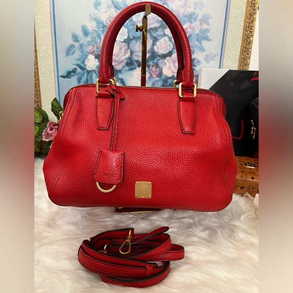 MCM Crossbody Bag in Orange Leather
